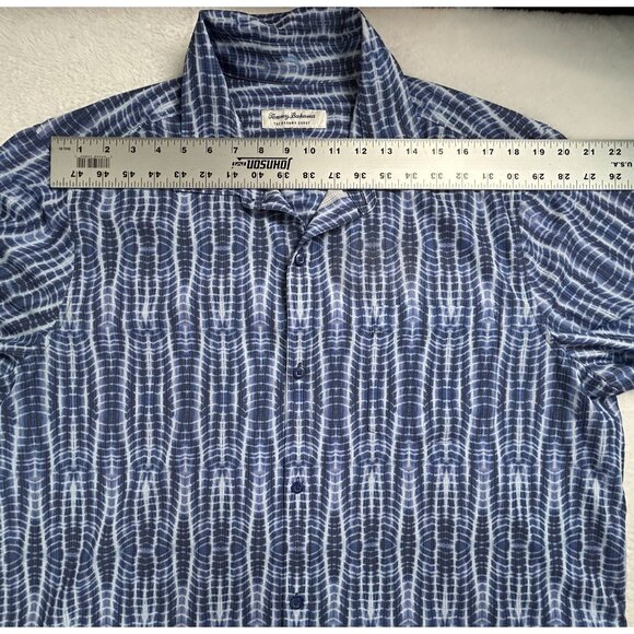 Tommy Bahama Mens Coast Shibori Sands Camp Shirt  XL Blue Button Up Short Sleeve - Picture 5 of 7
